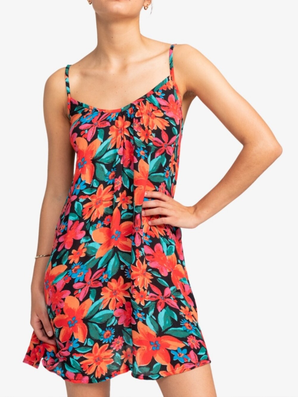 ROXY Spring Adventure Cover Up Dress Floral Cross Back L NWT $50